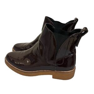 Zara Women's Glossy Dark Brown Ankle Boots 39 8.5